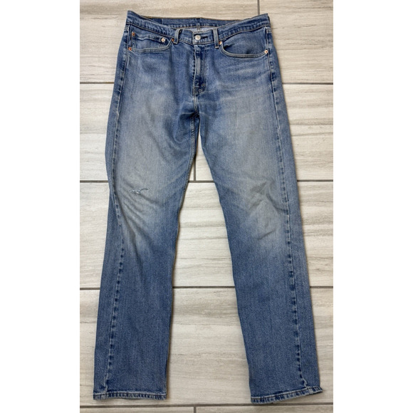 Levis 505 Distressed Jeans Men's Size 34X34 Retro Grunge Stretch Straight Leg‎ - Picture 1 of 7